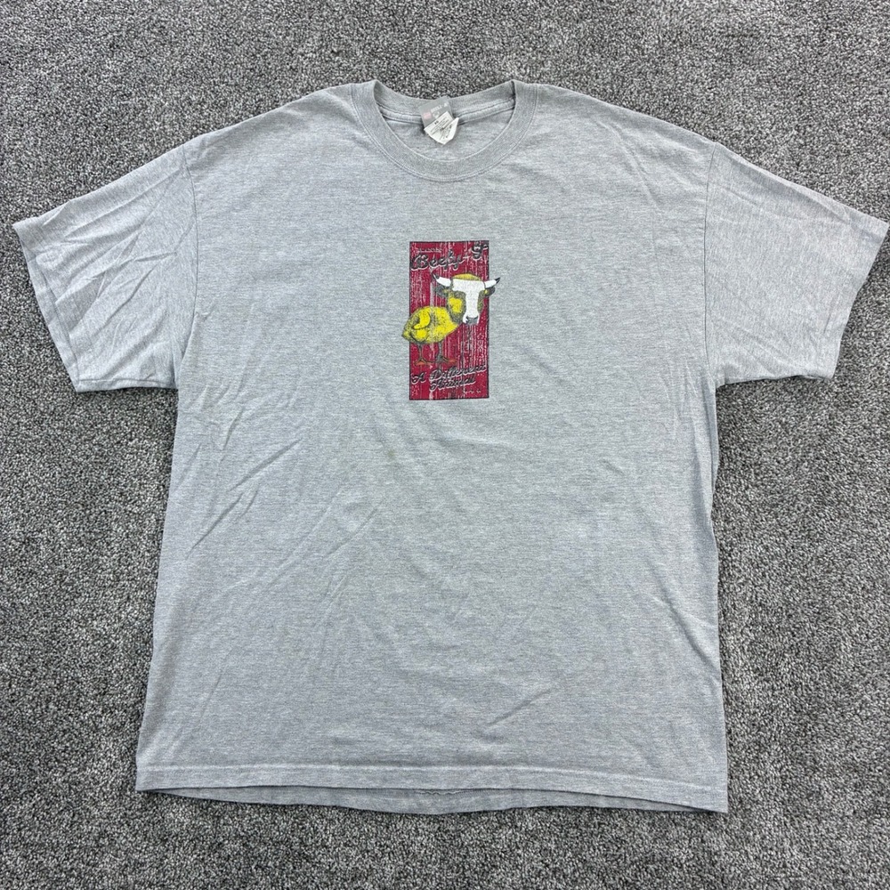Vintage Hanes Beefy Promo Shirt Mens XL Gray Hanes Beefy T's Chicken Bull Head